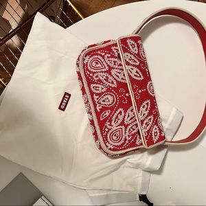 STAUD Tommy Beaded Bag. Red Bandana. Near Perfect Condition.
